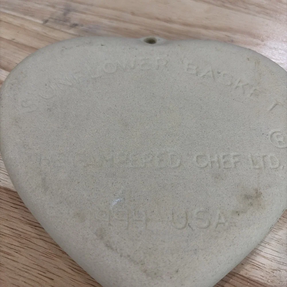 Pampered Chef Cookie Mold Sunflower Basket Heart Beige Vintage 1994 Stoneware OS